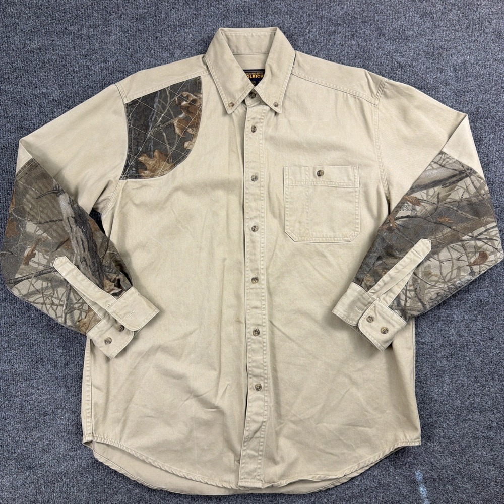 WOOLRICH Camo Medium Advantage Timber Heavy Khaki Hunting Shooting‎ Shirt Large